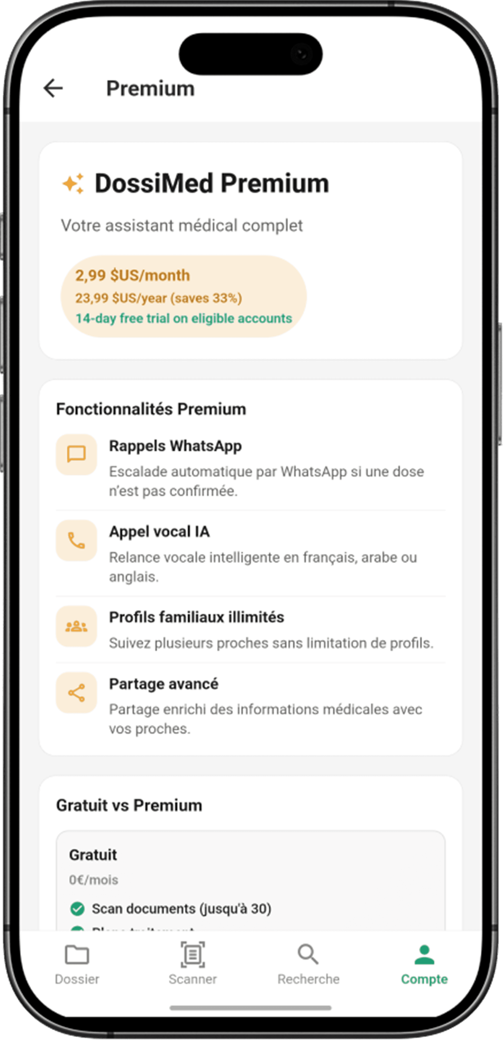 Features: Rappels - Paramètres avec escalade de notification
