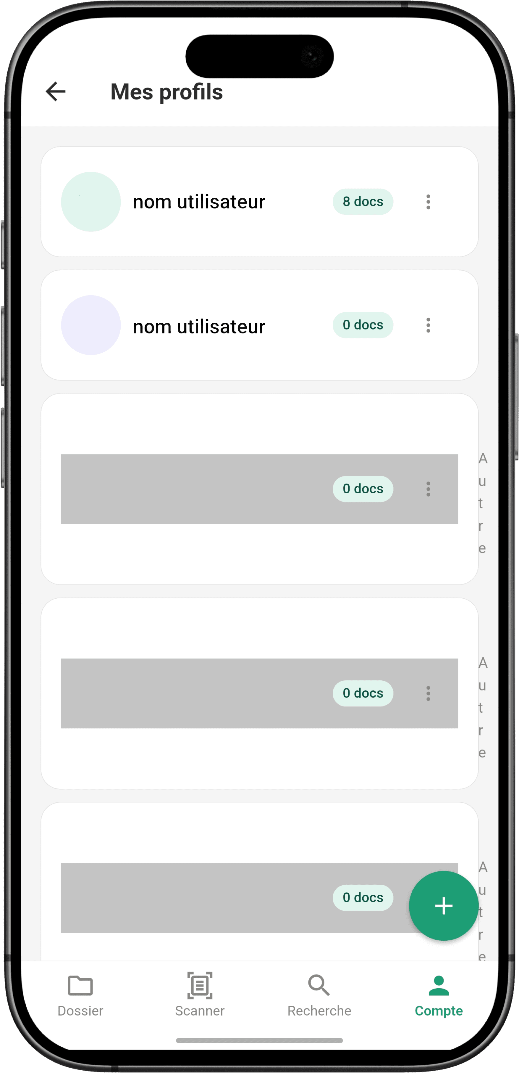 Features: Profils - Modifier le profil avec relation et informations médicales