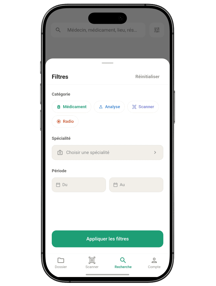 Features: Recherche - Interface avec filtres multiples
